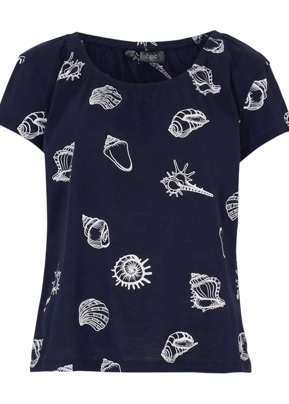 bonprix Shirts & Tops|Nachhaltigere Materialien^Bedrucktes Shirt mit Rundhalsausschnitt aus Bio-Baumwolle dunkelblau bedruckt