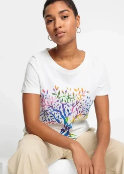bonprix Nachhaltigere Materialien|Shirts & Tops^Bedrucktes T-Shirt aus Bio-Baumwolle weiß bedruckt