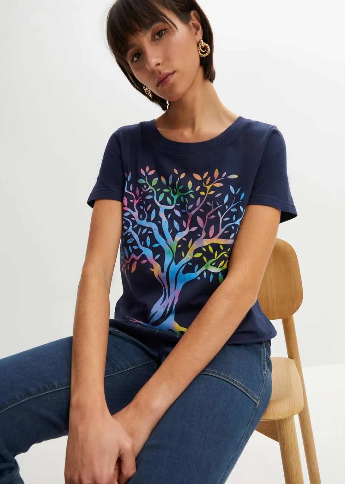 bonprix Shirts & Tops|Nachhaltigere Materialien^Bedrucktes T-Shirt aus Bio-Baumwolle dunkelblau