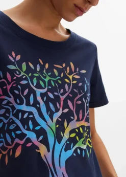 bonprix Shirts & Tops|Nachhaltigere Materialien^Bedrucktes T-Shirt aus Bio-Baumwolle dunkelblau