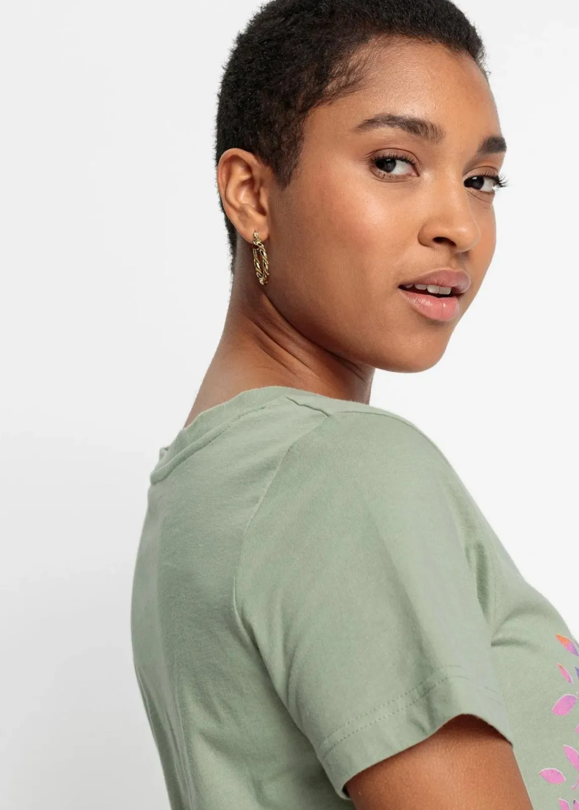 bonprix Nachhaltigere Materialien|Shirts & Tops^Bedrucktes T-Shirt aus Bio-Baumwolle seegras bedruckt