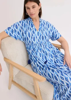 bonprix Bekleidung·Pullover & Strickjacken|Kleider^bedrucktes Tunika-Kleid blau bedruckt