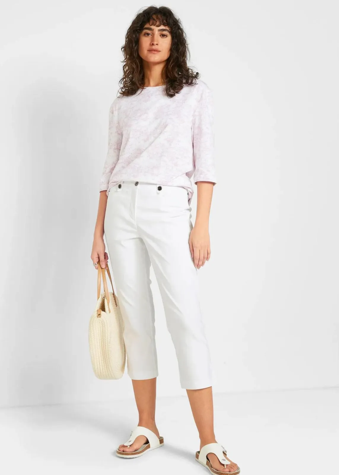 bonprix Hosen|Bekleidung·Kleider^7/8-Bengalin-Hose mit Bequembund weiß