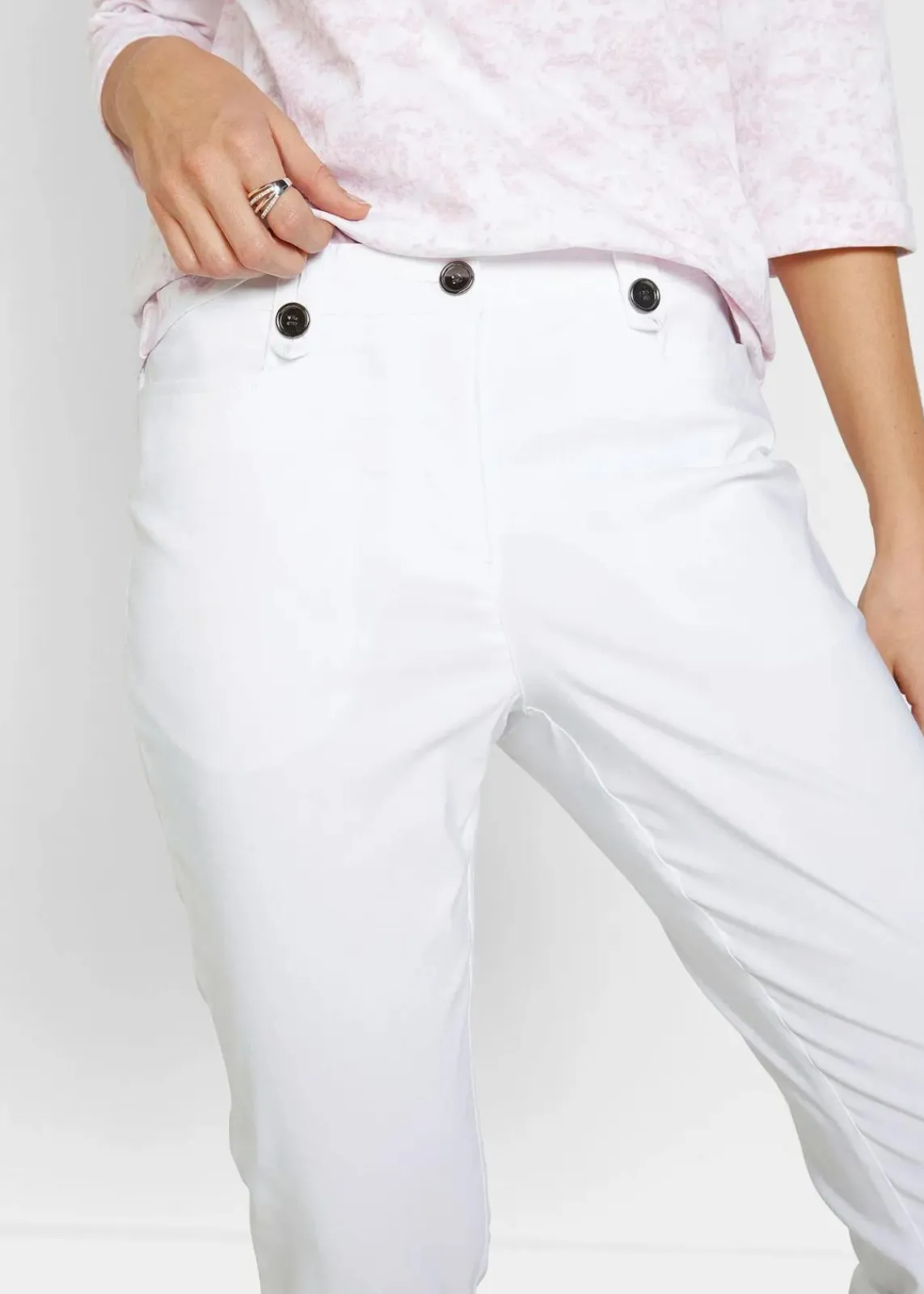 bonprix Hosen|Bekleidung·Kleider^7/8-Bengalin-Hose mit Bequembund weiß