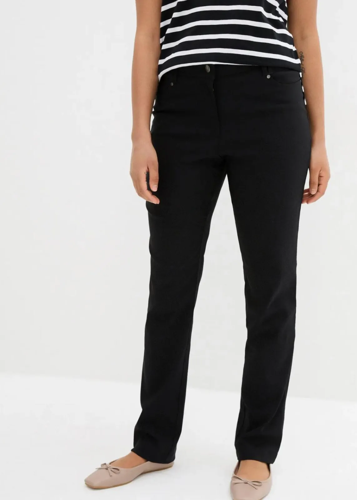 bonprix Bekleidung·Kleider|Hosen^Bengalin-Stretch-Hose mit Bequembund, Straight schwarz