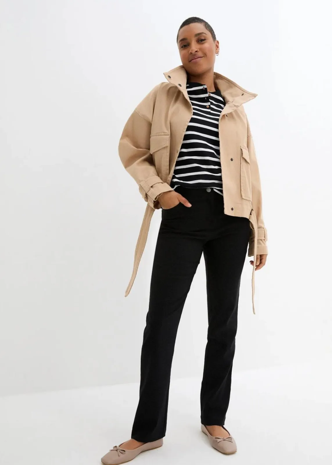 bonprix Bekleidung·Kleider|Hosen^Bengalin-Stretch-Hose mit Bequembund, Straight schwarz
