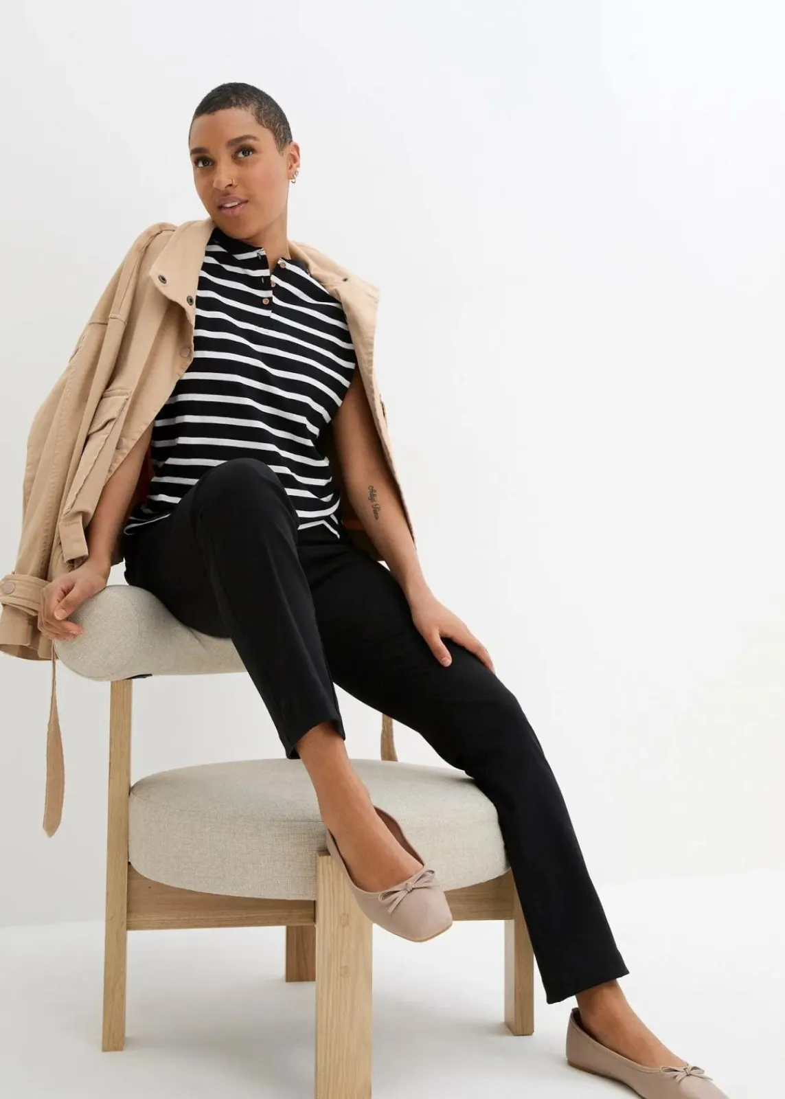 bonprix Bekleidung·Kleider|Hosen^Bengalin-Stretch-Hose mit Bequembund, Straight schwarz
