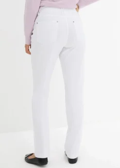 bonprix Hosen|Bekleidung·Kleider^Bengalin-Stretch-Hose mit Bequembund, Straight weiss