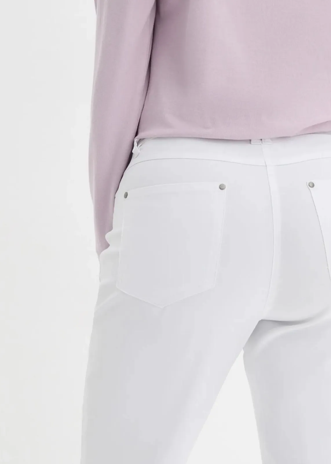 bonprix Hosen|Bekleidung·Kleider^Bengalin-Stretch-Hose mit Bequembund, Straight weiss