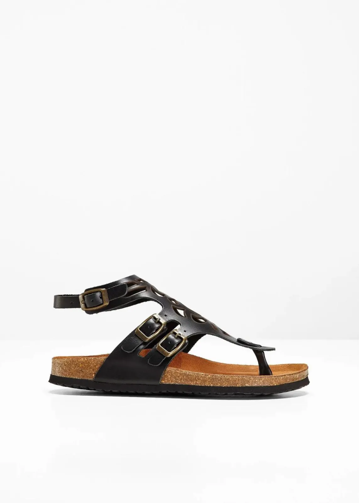 bonprix Strandmode|Sommerschuhe^Bequeme Sandale aus Leder schwarz