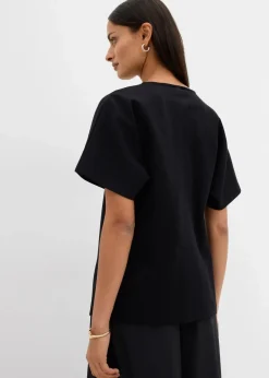 bonprix Bekleidung·Blusen & Tuniken|Bekleidung·Hosen^Bequeme Weste mit Zierknopf aus Punto di Roma schwarz