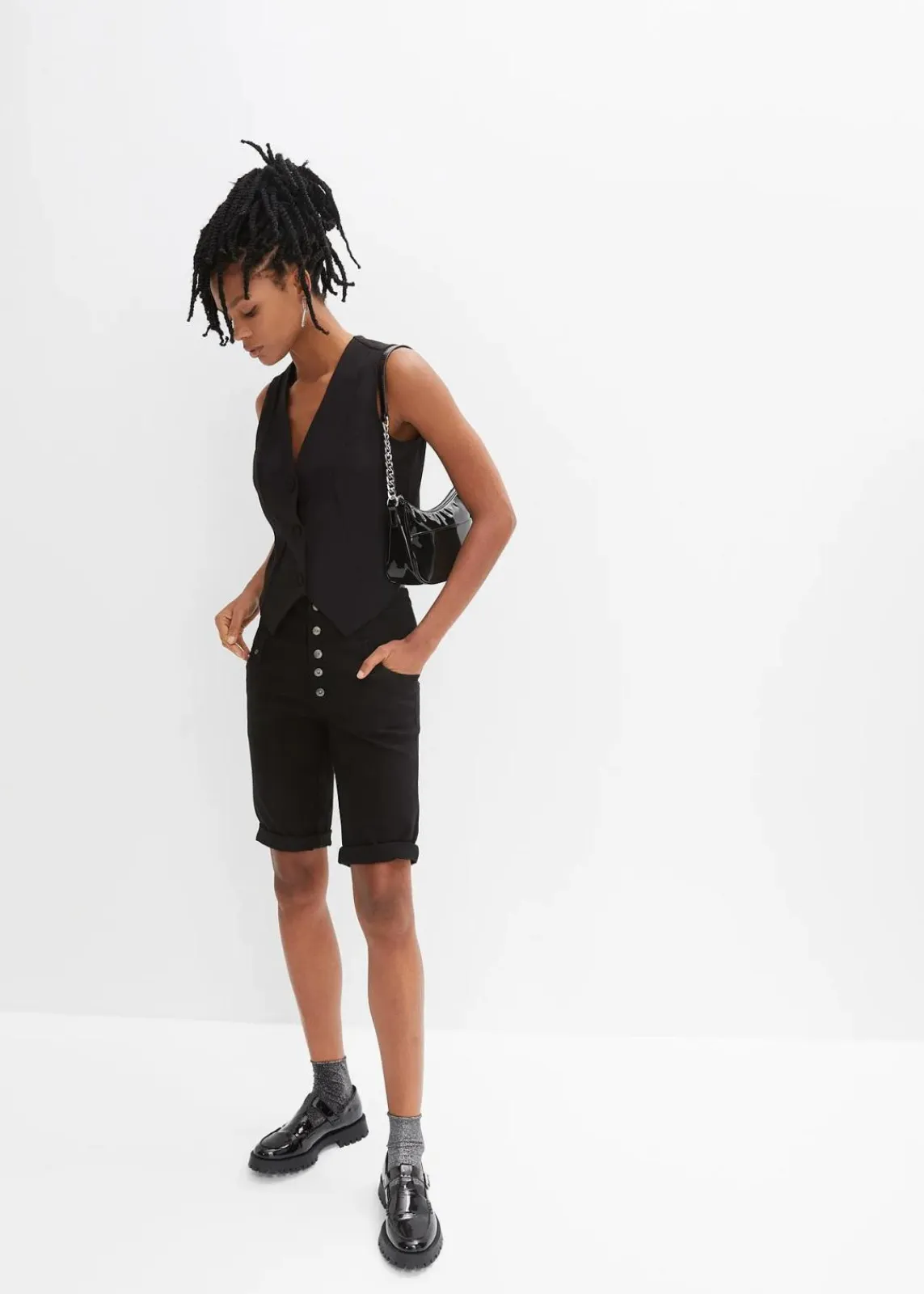 bonprix Bekleidung·Outdoorbekleidung|Bekleidung·Kleider^Bermuda aus elastischem Baumwoll-Mix schwarz