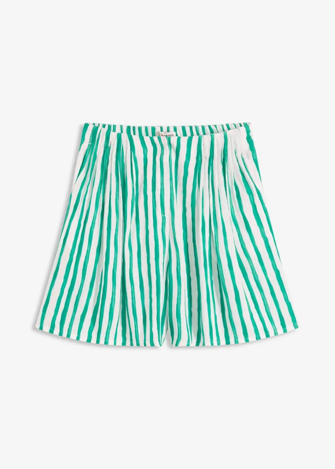 bonprix Hosen|Shorts^Bermuda aus fließender Viscose weiß/jadegrün gestreift