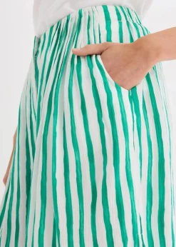 bonprix Hosen|Shorts^Bermuda aus fließender Viscose weiß/jadegrün gestreift