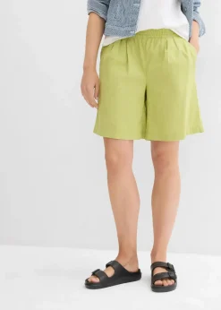 bonprix Nachhaltigere Materialien|Hosen^Bermuda aus Leinen-Baumwoll-Mix mattpistazie