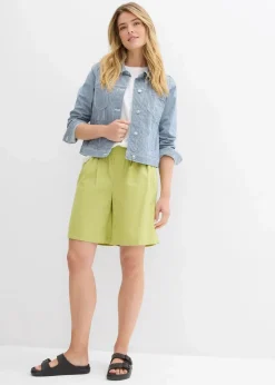 bonprix Nachhaltigere Materialien|Hosen^Bermuda aus Leinen-Baumwoll-Mix mattpistazie