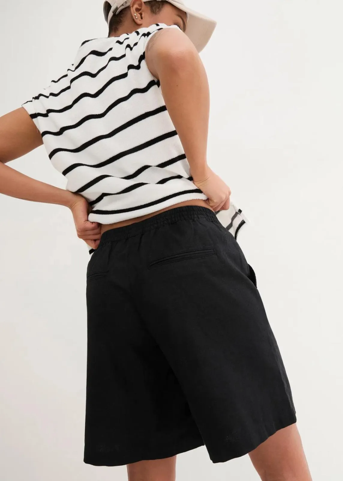 bonprix Bekleidung·Outdoorbekleidung|Bekleidung·Kleider^Bermuda aus Leinen-Baumwoll-Mix schwarz