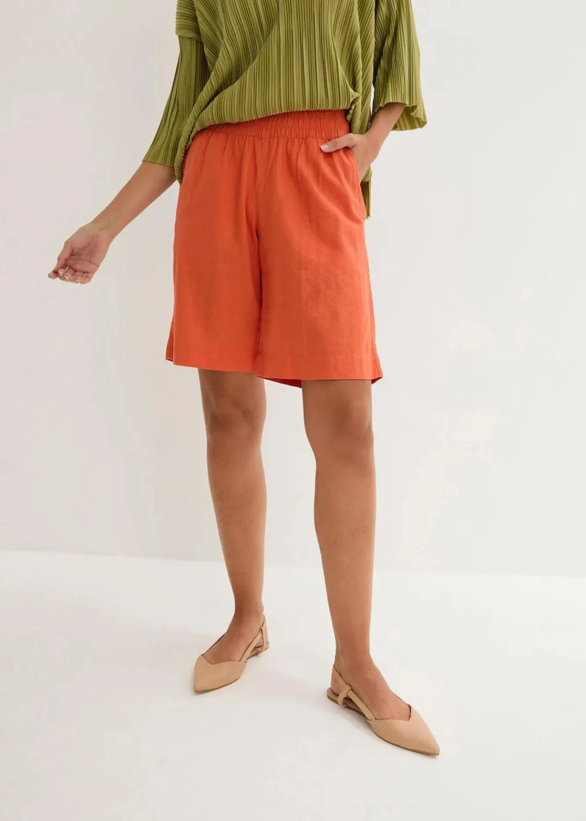 bonprix Nachhaltigere Materialien|Hosen^Bermuda aus Leinen-Viskose Mischung kupferorange
