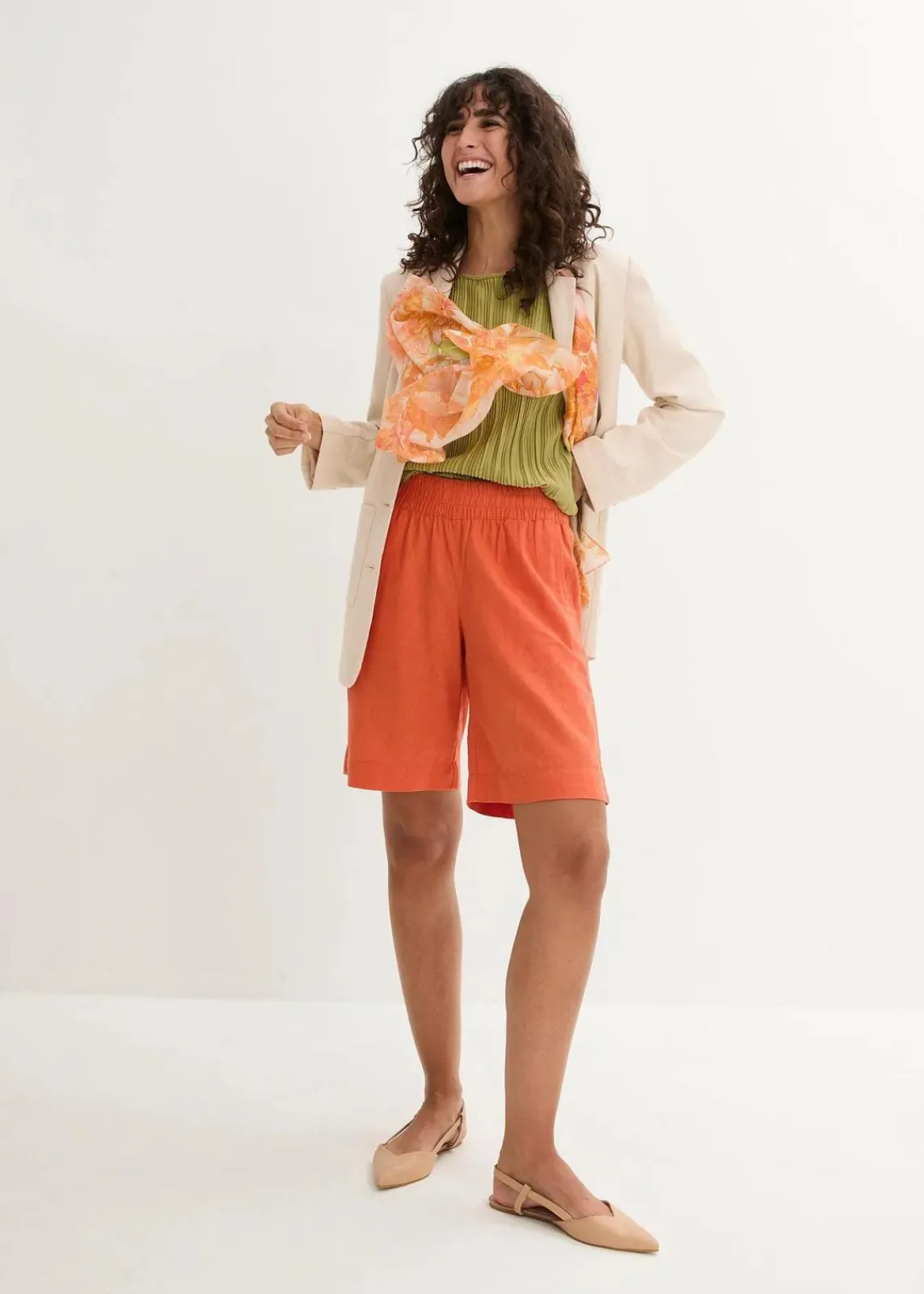 bonprix Nachhaltigere Materialien|Hosen^Bermuda aus Leinen-Viskose Mischung kupferorange