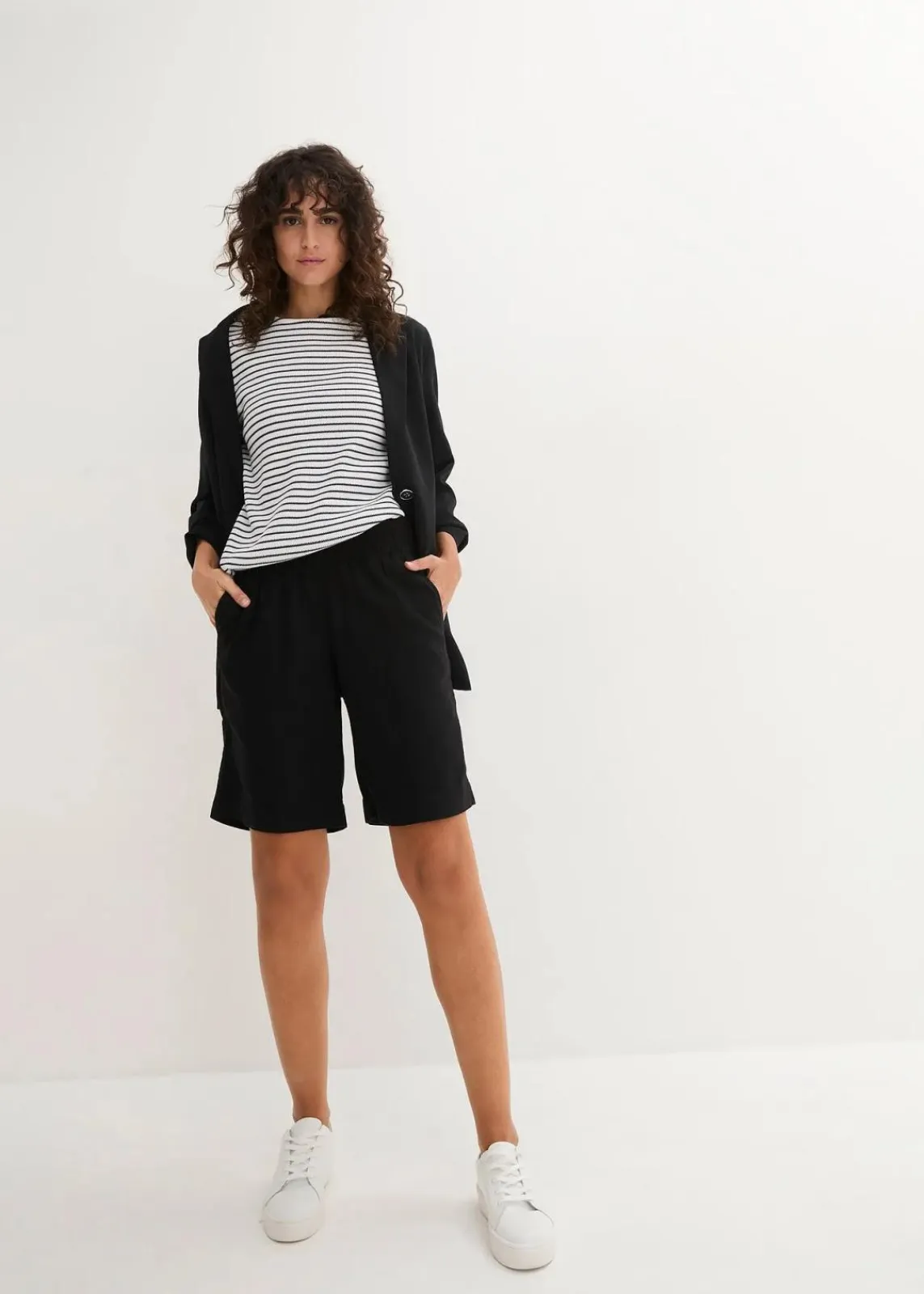 bonprix Bekleidung·Outdoorbekleidung|Bekleidung·Kleider^Bermuda aus Leinen-Viskose Mischung schwarz