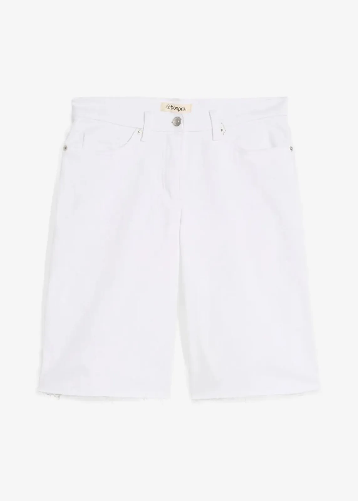 bonprix Bekleidung·Outdoorbekleidung|Bekleidung·Kleider^Bermuda mit offener Saumkante weiß