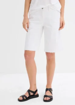 bonprix Bekleidung·Outdoorbekleidung|Bekleidung·Kleider^Bermuda mit offener Saumkante weiß