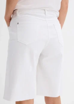 bonprix Bekleidung·Outdoorbekleidung|Bekleidung·Kleider^Bermuda mit offener Saumkante weiß