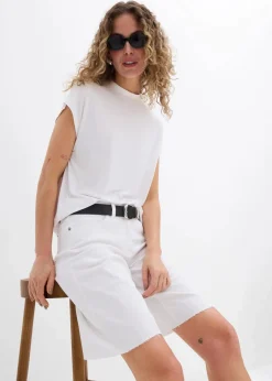 bonprix Bekleidung·Outdoorbekleidung|Bekleidung·Kleider^Bermuda mit offener Saumkante weiß