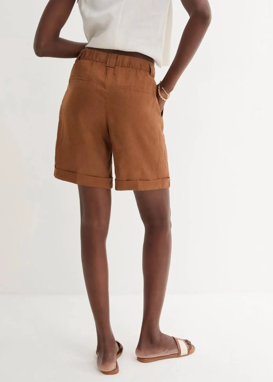 bonprix Bekleidung·Outdoorbekleidung|Bekleidung·Kleider^Bermudashorts aus reinem Leinen cognac braun