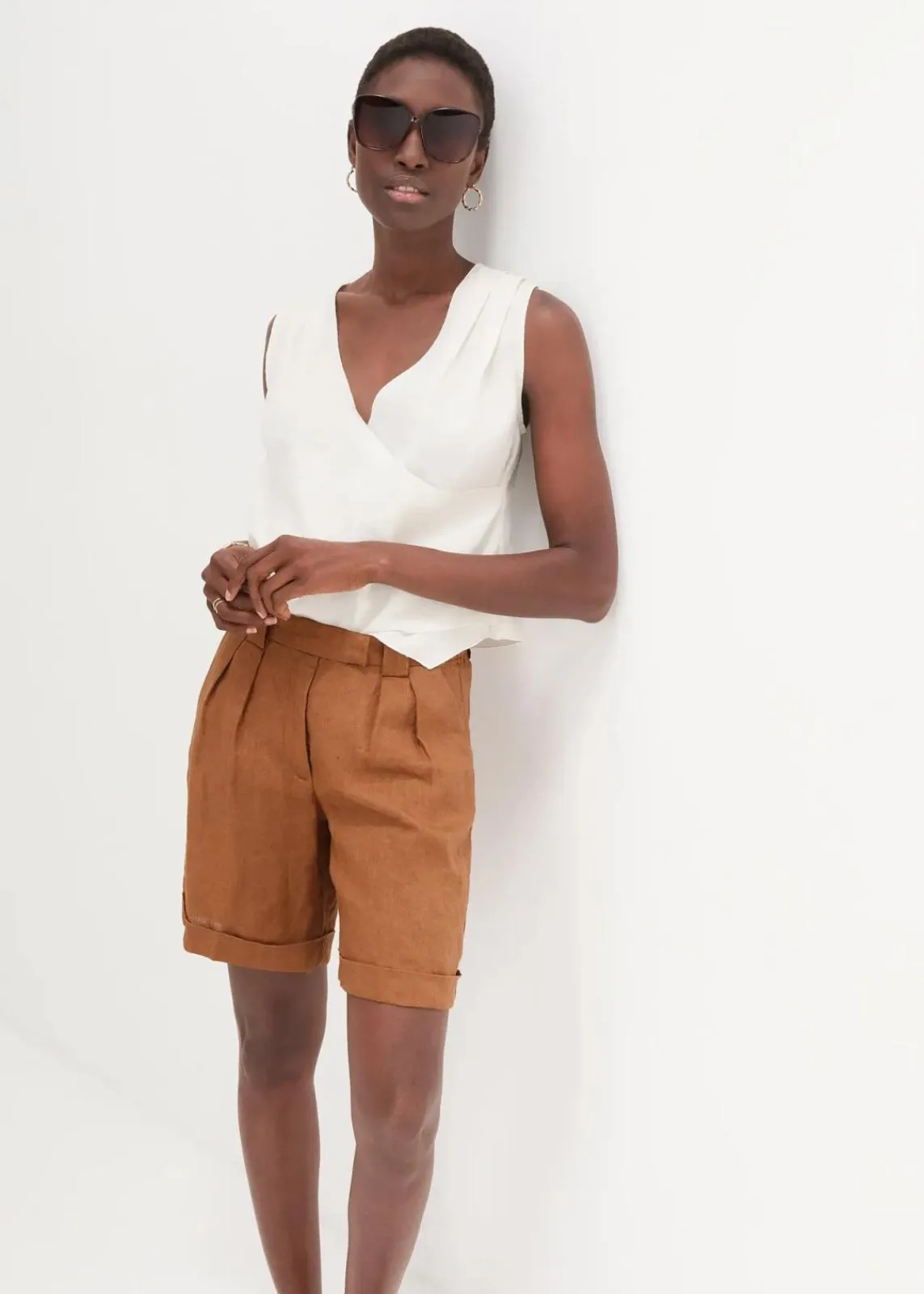 bonprix Bekleidung·Outdoorbekleidung|Bekleidung·Kleider^Bermudashorts aus reinem Leinen cognac braun