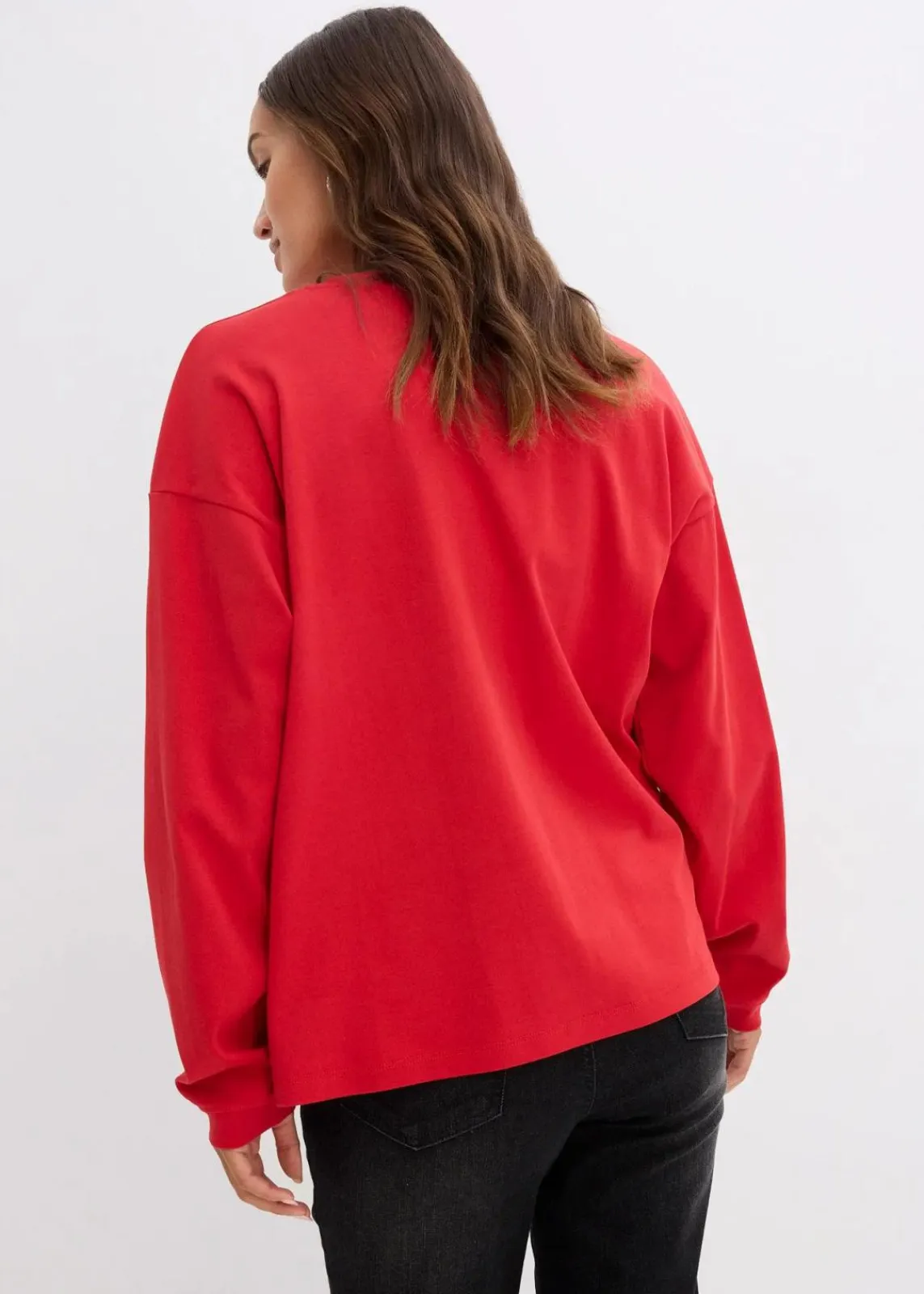 bonprix Shirts & Tops^Besticktes Weihnachts-Langarmshirt, oversized salsarot
