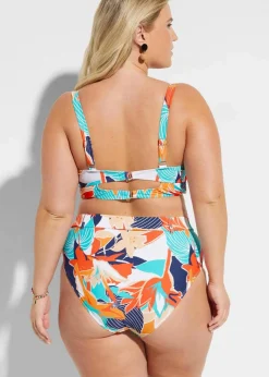 bonprix Nachhaltigere Materialien|Bademode·Bikinis^Bügel Bikini mit Highwaist-Bikinihose (2-tlg.Set) weiss/blau floral