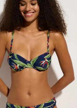 bonprix Große Cups D-F|Nachhaltigere Materialien^Bügel Bikini Oberteil dunkelblau floral