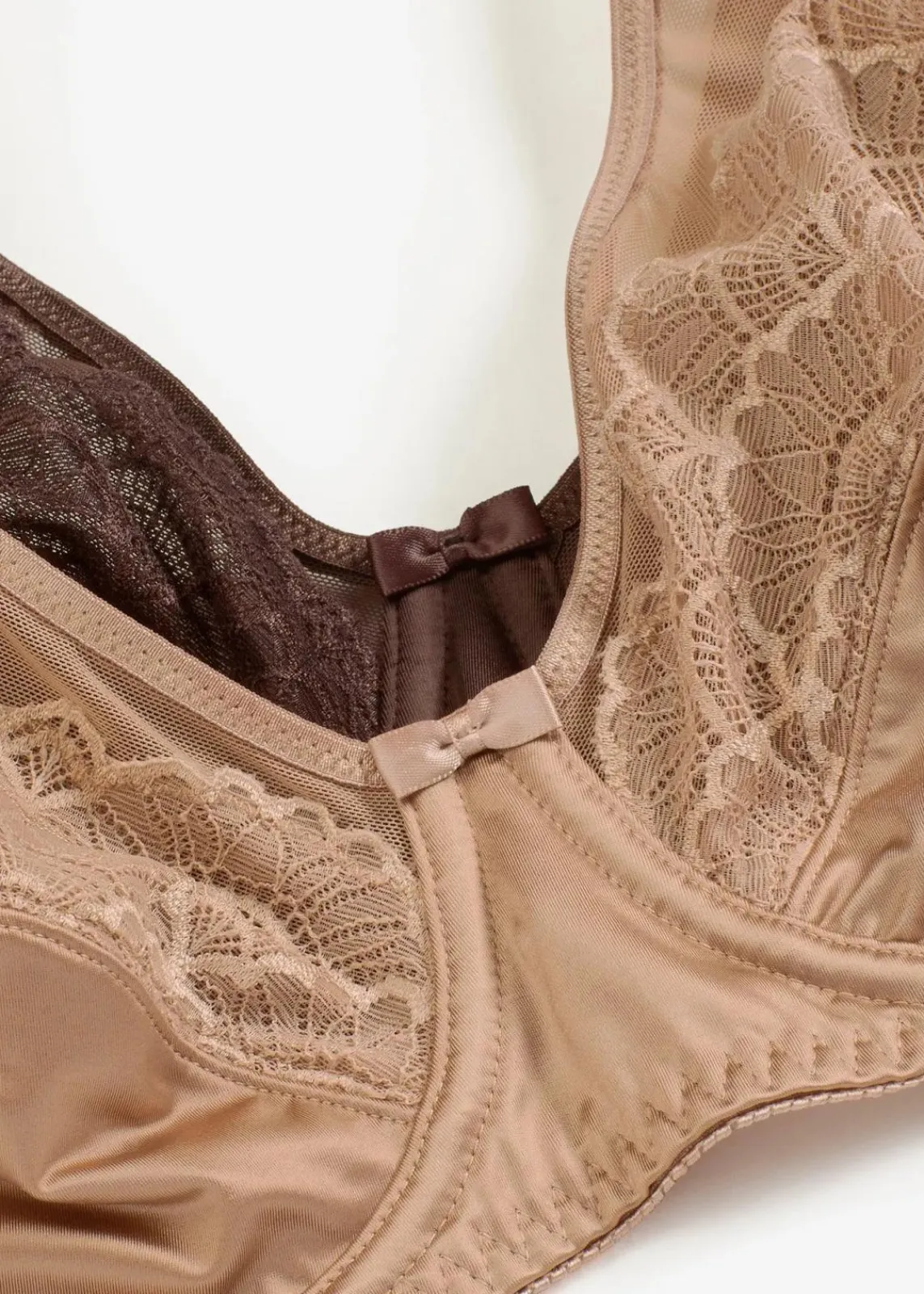 bonprix Wäsche·Dessous|Wäsche·Große Cups D-H^Bügel-BH mit Glanzeffekt (2er Pack) dunkelbraun+camel