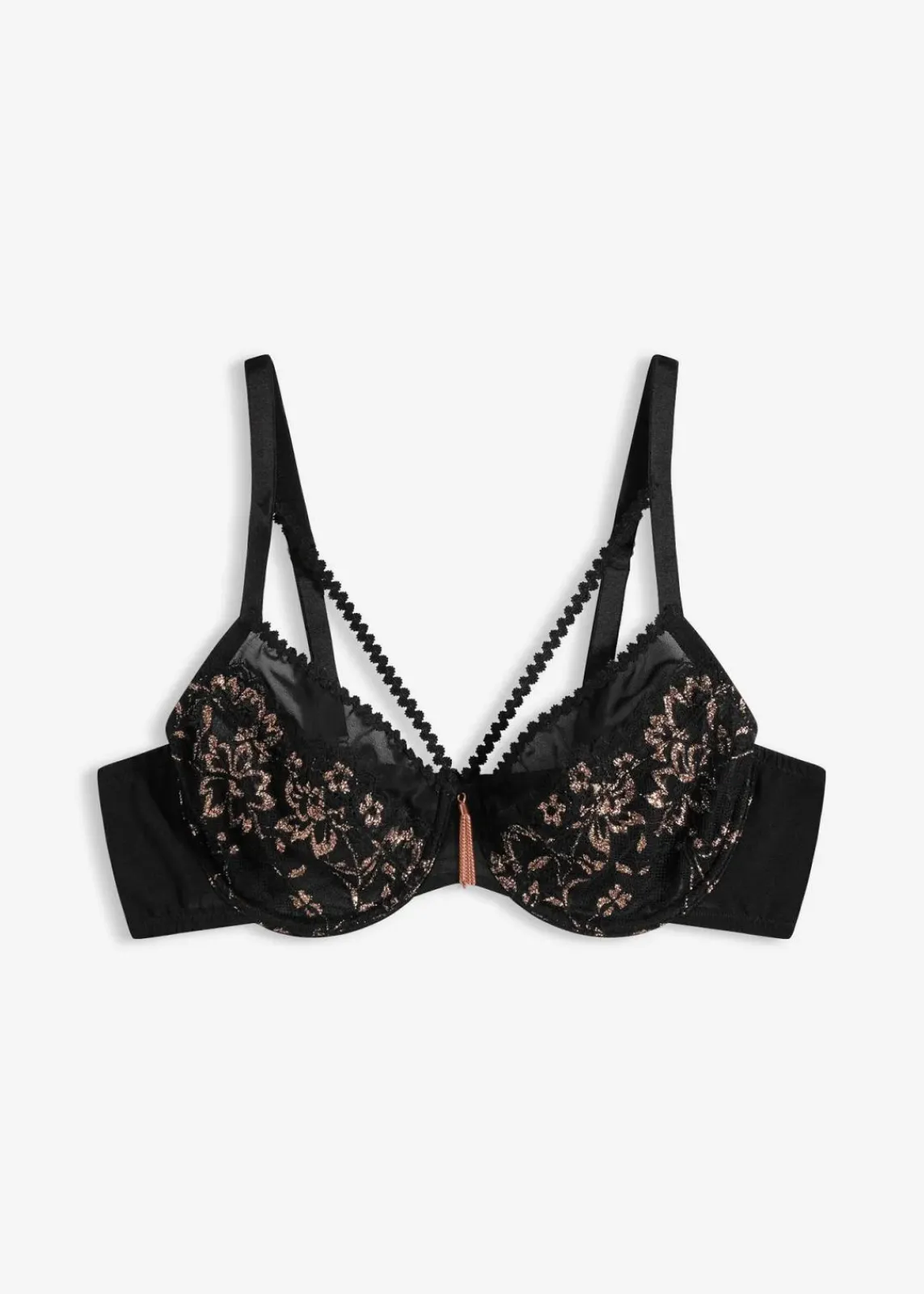 bonprix Wäsche·Dessous|Wäsche·Große Cups D-H^Bügel-BH mit Glitzergarn schwarz/kupfer