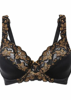 bonprix Wäsche·Dessous|Wäsche·Große Cups D-H^Bügel-BH mit zarter Spitze schwarz/goldbraun