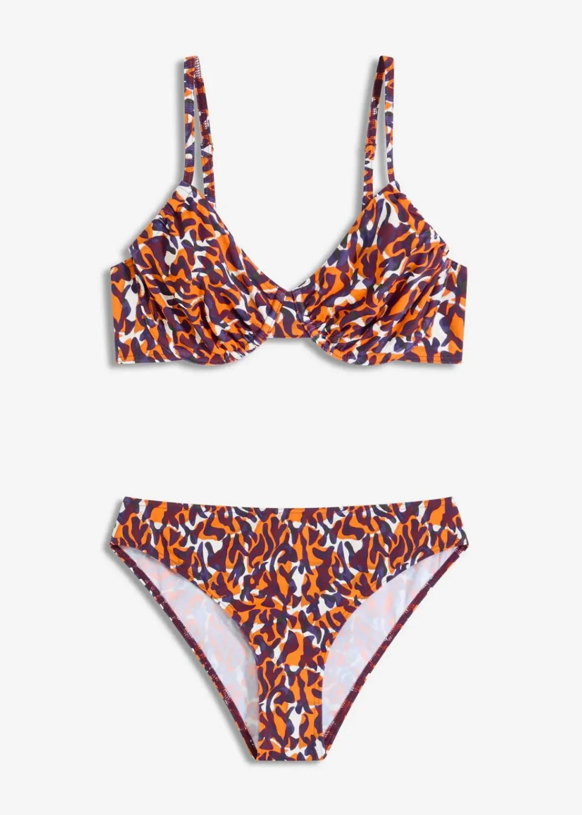 bonprix Nachhaltigere Materialien|Bikinis^Bügel-Bikini mit hohem Beinausschnitt (2-tlg.Set) lila/hellbraun leo bedruckt