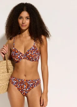 bonprix Nachhaltigere Materialien|Bikinis^Bügel-Bikini mit hohem Beinausschnitt (2-tlg.Set) lila/hellbraun leo bedruckt
