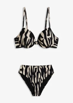 bonprix Große Cups D-F|Nachhaltigere Materialien^Bügel-Bikini (2-tlg.Set) schwarz/weiß graphisch
