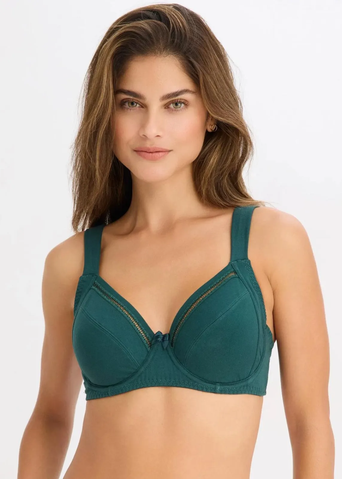 bonprix Wäsche·Baumwollunterwäsche|Wäsche·Große Cups D-H^BH mit Bügel mit Bio-Baumwolle (2er Pack) tiefgrün + schwarz