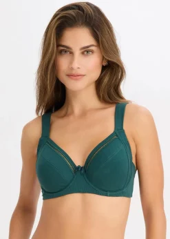 bonprix Große Cups D-H|Bhs^BH mit Bügel mit Bio-Baumwolle (2er Pack) tiefgrün + schwarz