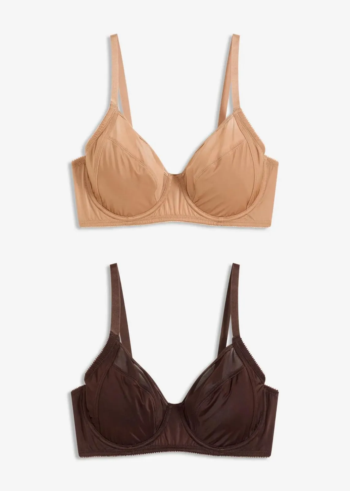 bonprix Nachhaltigere Materialien|Bhs^BH mit Bügel mit Glanzeffekt (2er Pack) camel + dunkelbraun