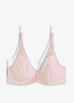 bonprix Bhs|Baumwollunterwäsche^BH mit Bügel mit weicher Baumwolle (2er Pack) mattrosa + weiß