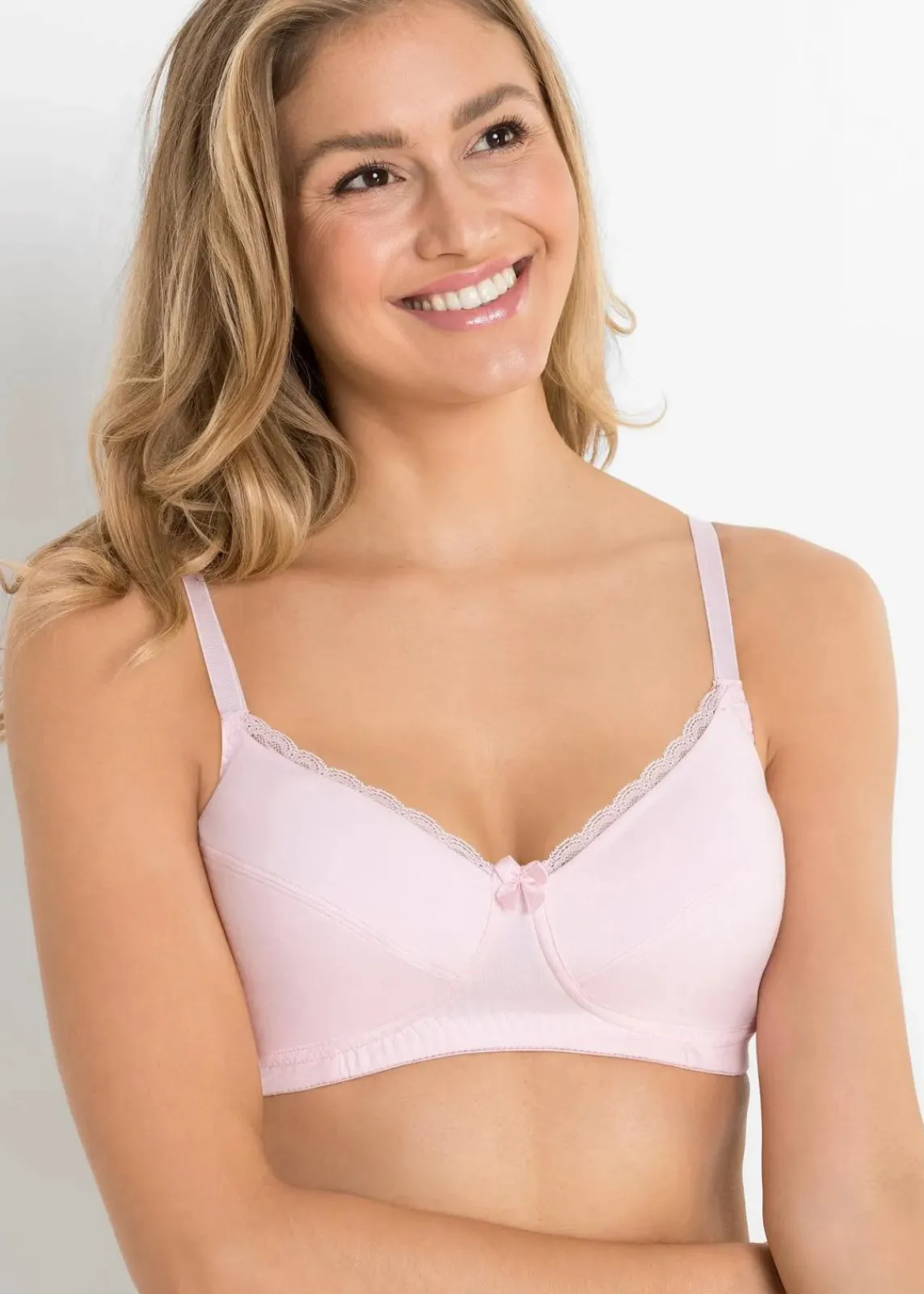 bonprix Wäsche·Basics|Wäsche·Baumwollunterwäsche^BH ohne Bügel mit Baumwolle (3er Pack) hellrosa + dunkelblau + ecru