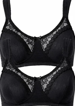 bonprix Große Cups D-H|Nachhaltigere Materialien^BH ohne Bügel mit Bio-Baumwolle (2er Pack) schwarz
