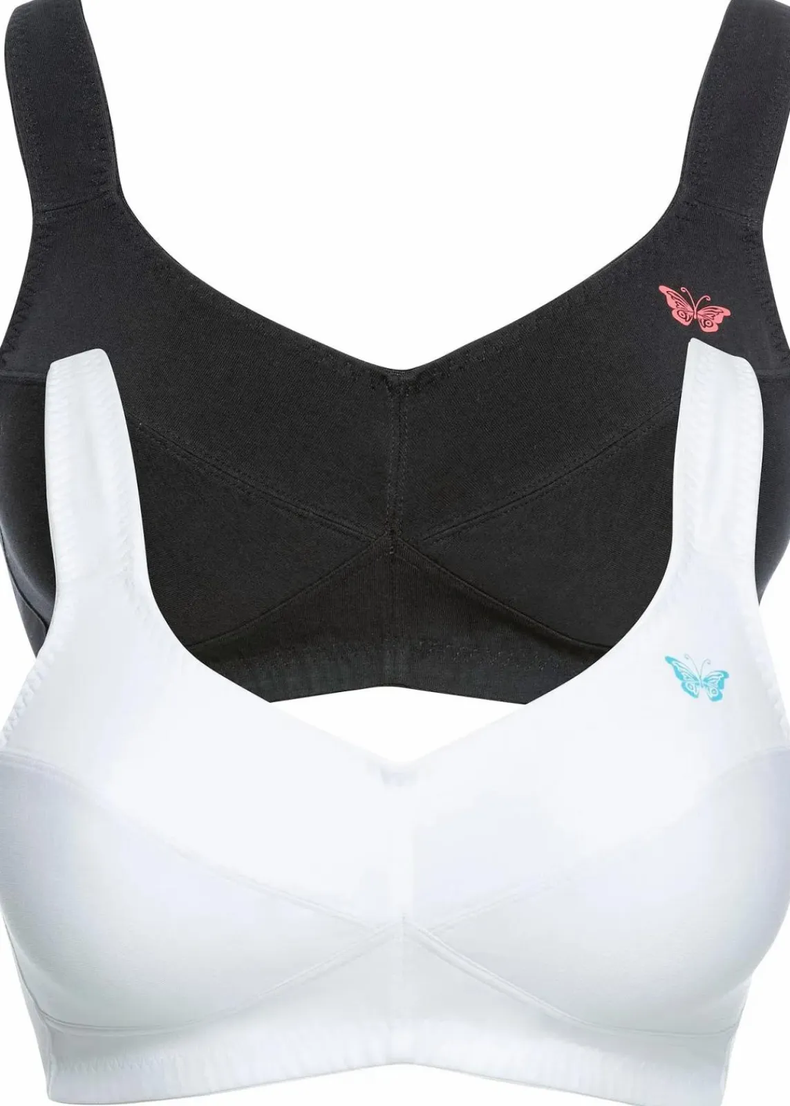 bonprix Wäsche·Basics|Wäsche·Baumwollunterwäsche^BH ohne Bügel mit Bio-Baumwolle (2er Pack) weiß + schwarz