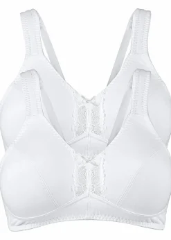 bonprix Große Cups D-H|Nachhaltigere Materialien^BH ohne Bügel mit Bio-Baumwolle (2er Pack) 2x weiß