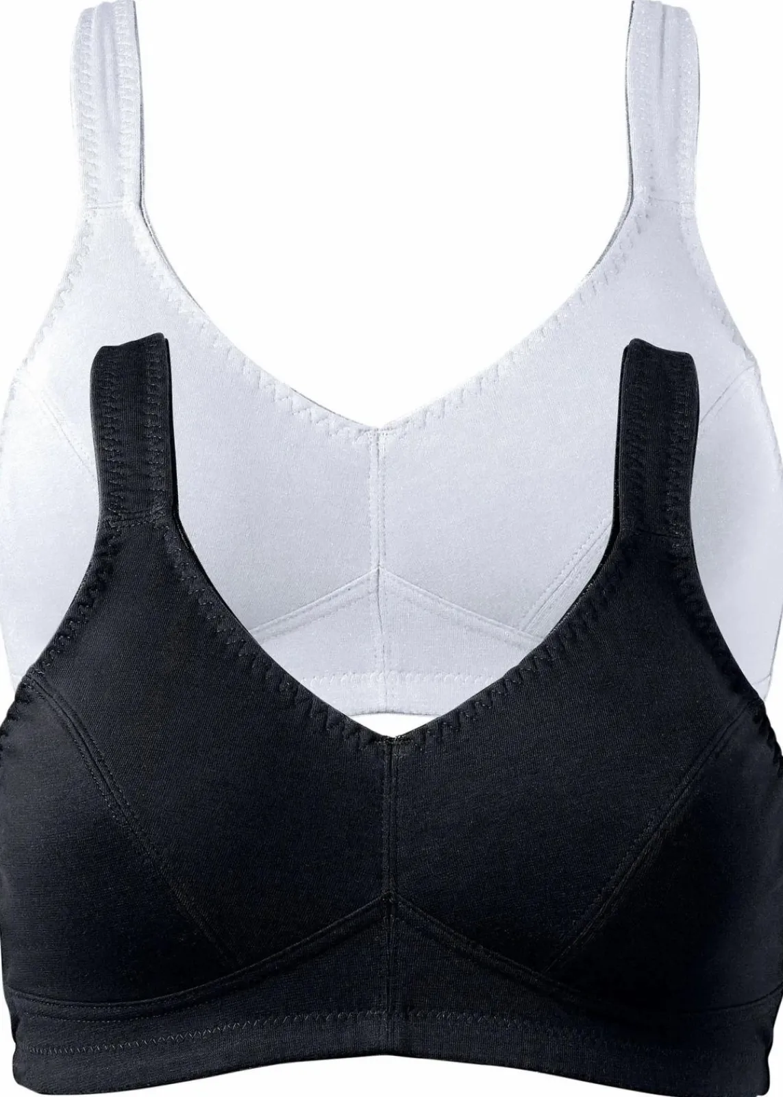bonprix Große Cups D-H|Nachhaltigere Materialien^BH ohne Bügel mit Bio-Baumwolle (2er Pack) schwarz+weiß