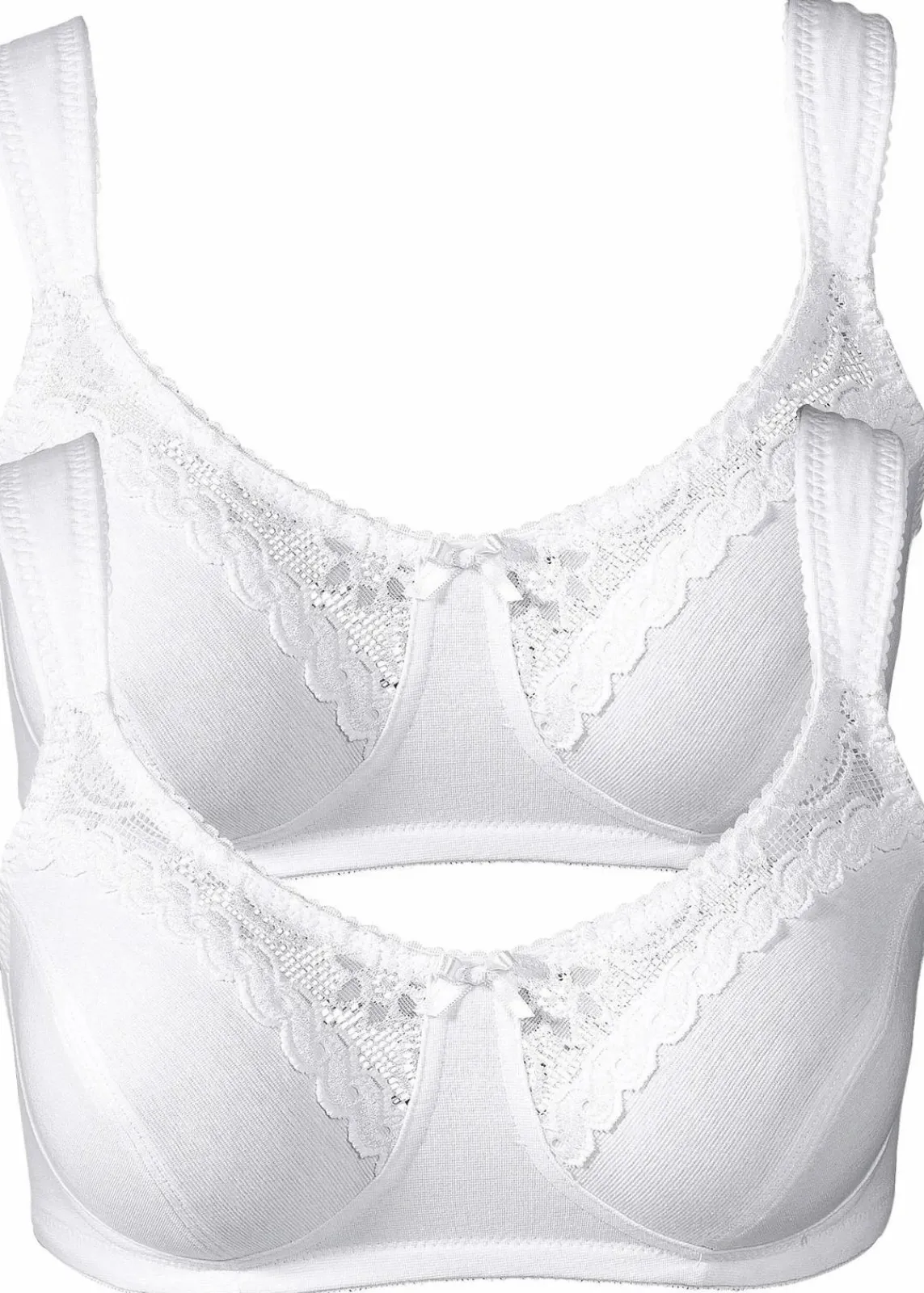 bonprix Große Cups D-H|Nachhaltigere Materialien^BH ohne Bügel mit Bio-Baumwolle (2er Pack) weiß
