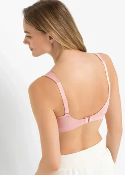 bonprix Große Cups D-H|Nachhaltigere Materialien^BH ohne Bügel mit Bio-Baumwolle (2er Pack) weiß+ rosa